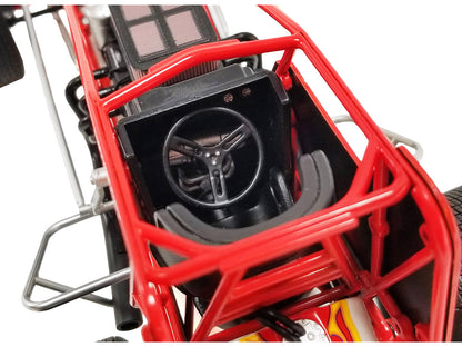 Winged Sprint Car #104+ Jeff Swindell "Octane Boost" Red with Graphics "National Sprint Car Hall of Fame" 1/18 Diecast Model Car
