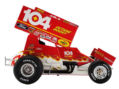 Winged Sprint Car #104+ Jeff Swindell "Octane Boost" Red with Graphics "National Sprint Car Hall of Fame" 1/18 Diecast Model Car