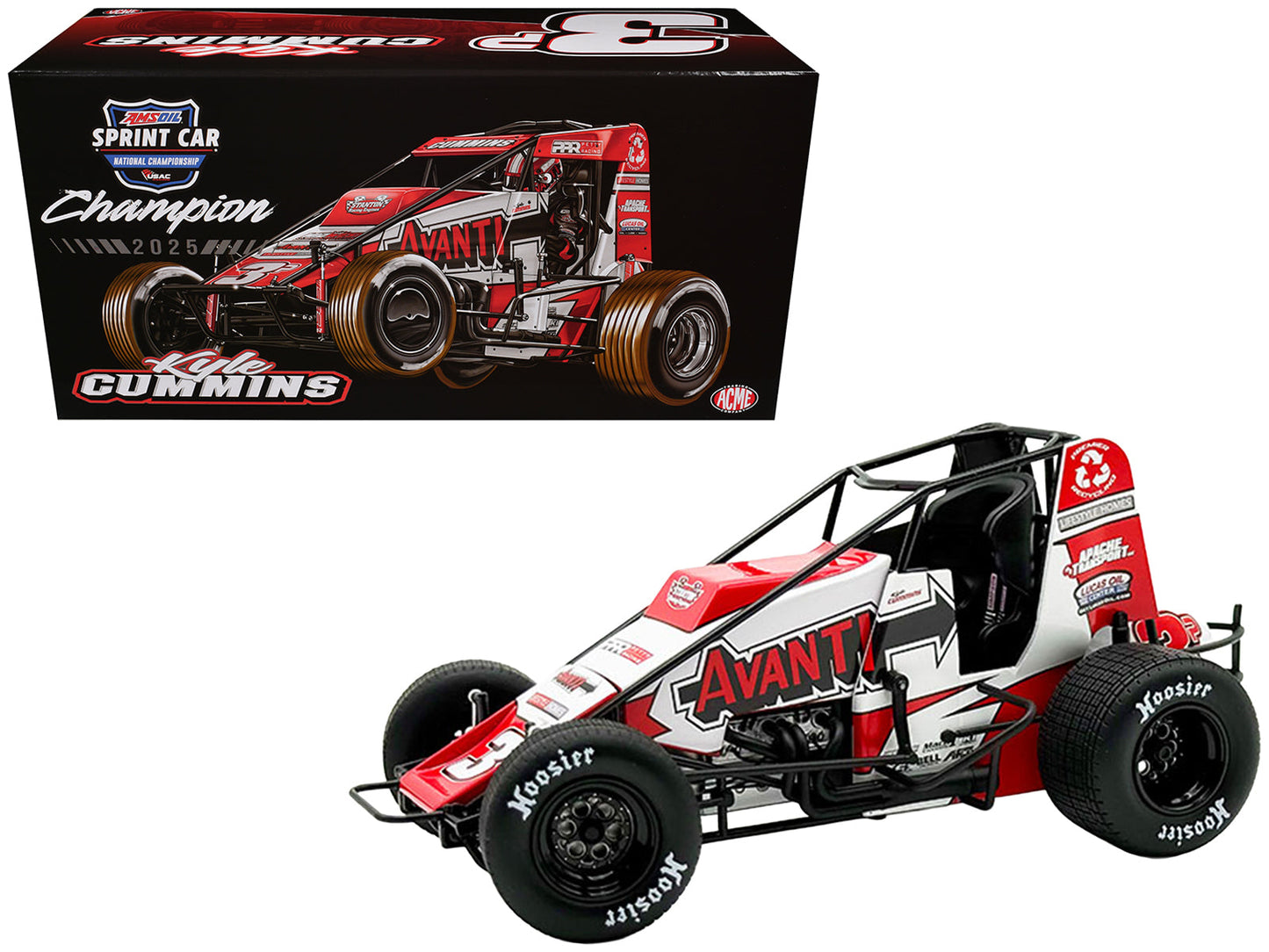 USAC Sprint Car #3P Kyle Cummins "Avanti" Champion "USAC Sprint Car National Championship" (2025) 1/18 Diecast Model Car