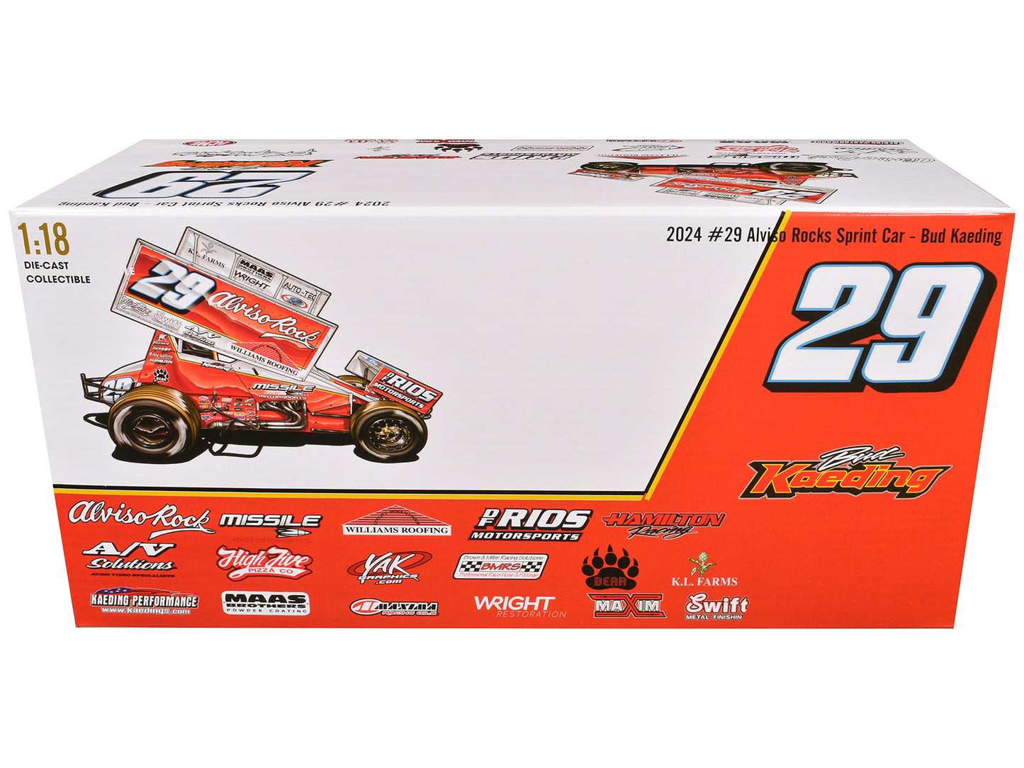 Winged Sprint Car #29 Bud Kaeding "Missile Motorsports" BK Motorsports (2024) 1/18 Diecast Model Car