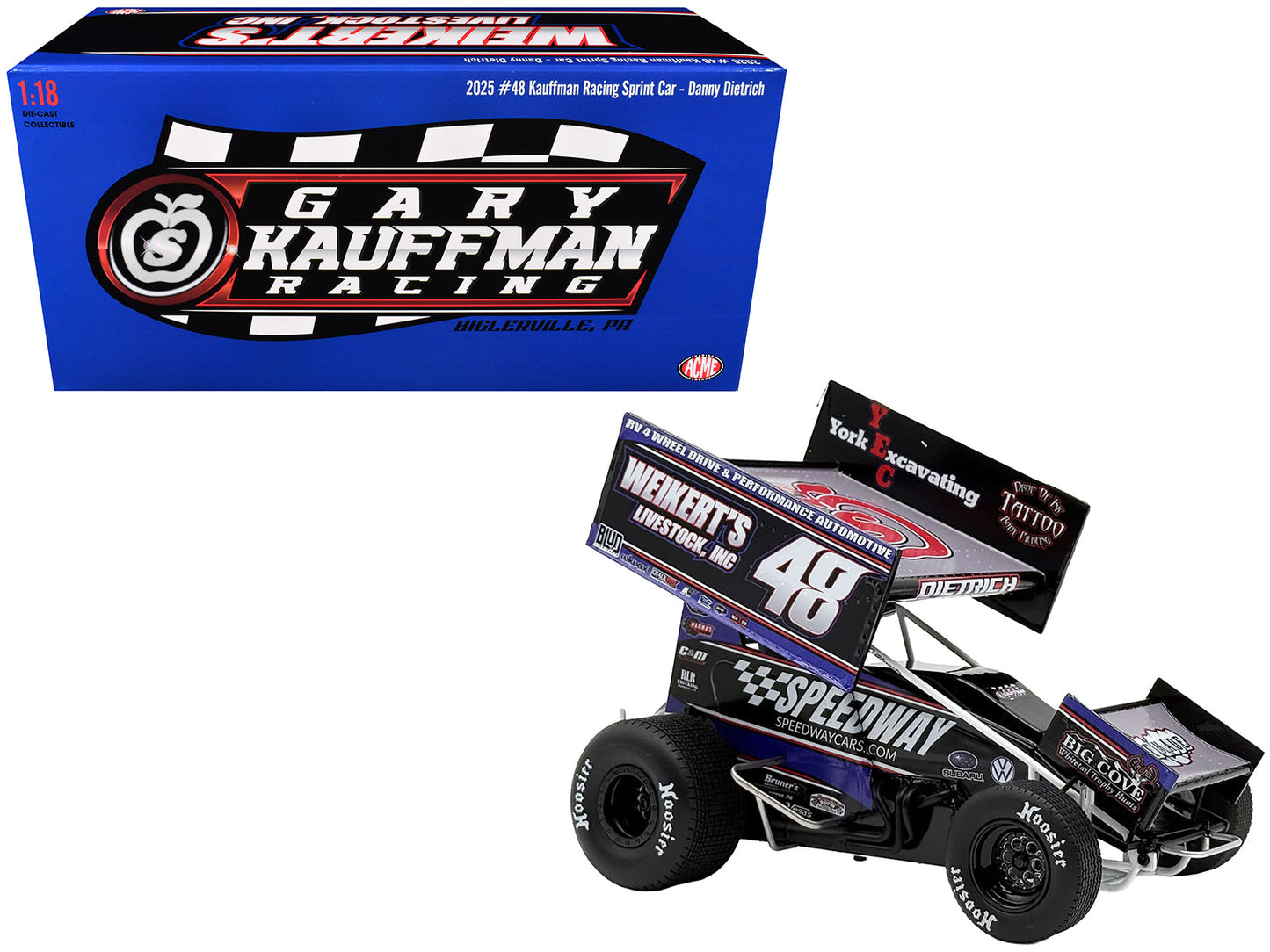 Winged Sprint Car #48 Danny Dietrich "Weikert's Livestock - Speedway Cars" Gary Kauffman Racing (2025) 1/18 Diecast Model Car