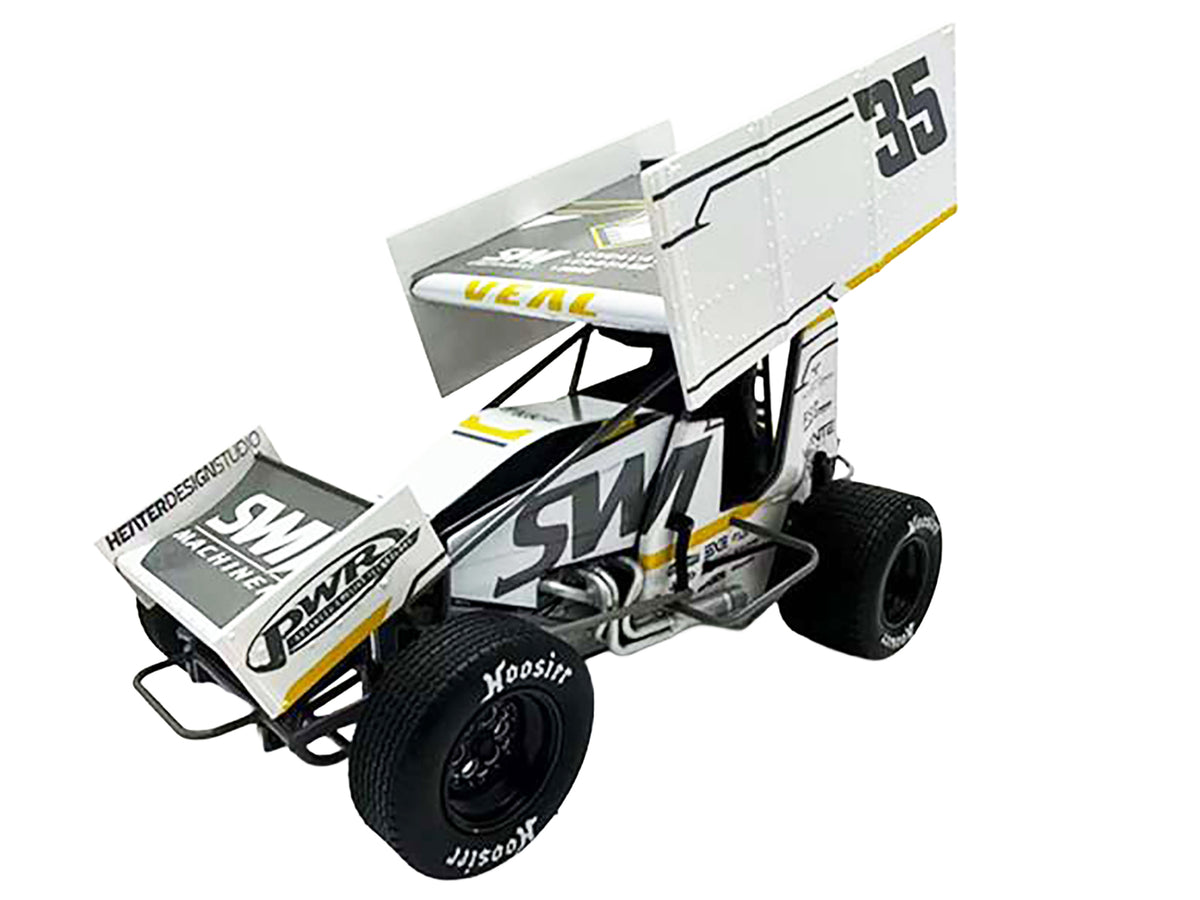 Winged Sprint Car #35 Jamie Veal "SWI Earthworks" White (2025) 1/18 Diecast Model Car