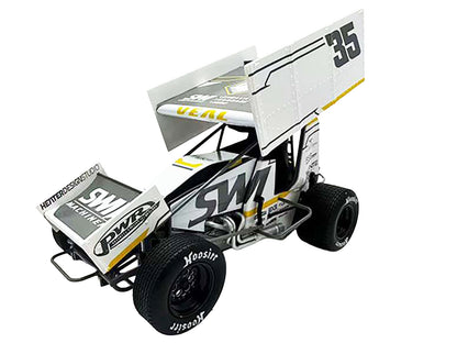 Winged Sprint Car #35 Jamie Veal "SWI Earthworks" White (2025) 1/18 Diecast Model Car