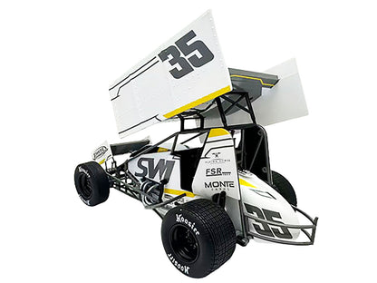 Winged Sprint Car #35 Jamie Veal "SWI Earthworks" White (2025) 1/18 Diecast Model Car