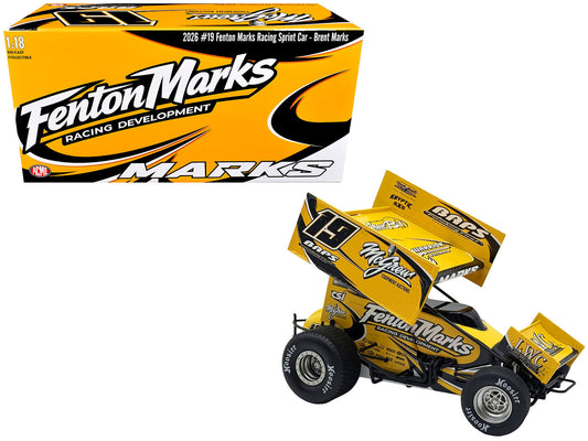 Winged Sprint Car #19 Brent Marks "Fenton Marks Racing" (2026) 1/18 Diecast Model Car