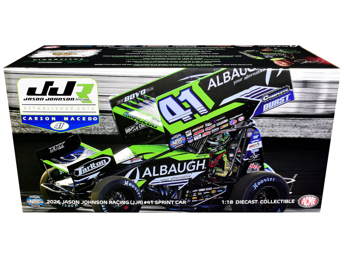 Winged Sprint Car #41 Carson Macedo "Albaugh" Jason Johnson Racing (2026) 1/18 Diecast Model Car