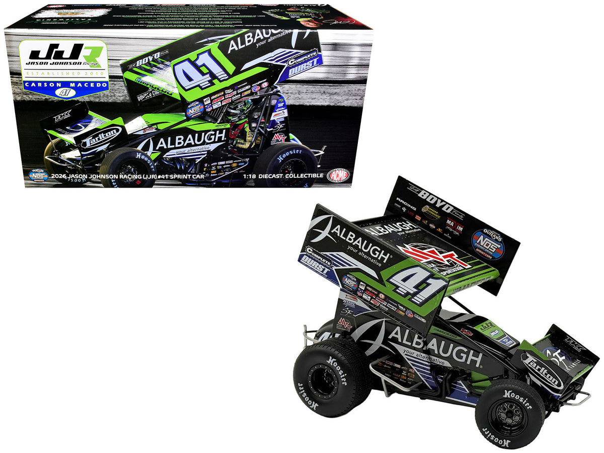 Winged Sprint Car #41 Carson Macedo "Albaugh" Jason Johnson Racing (2026) 1/18 Diecast Model Car