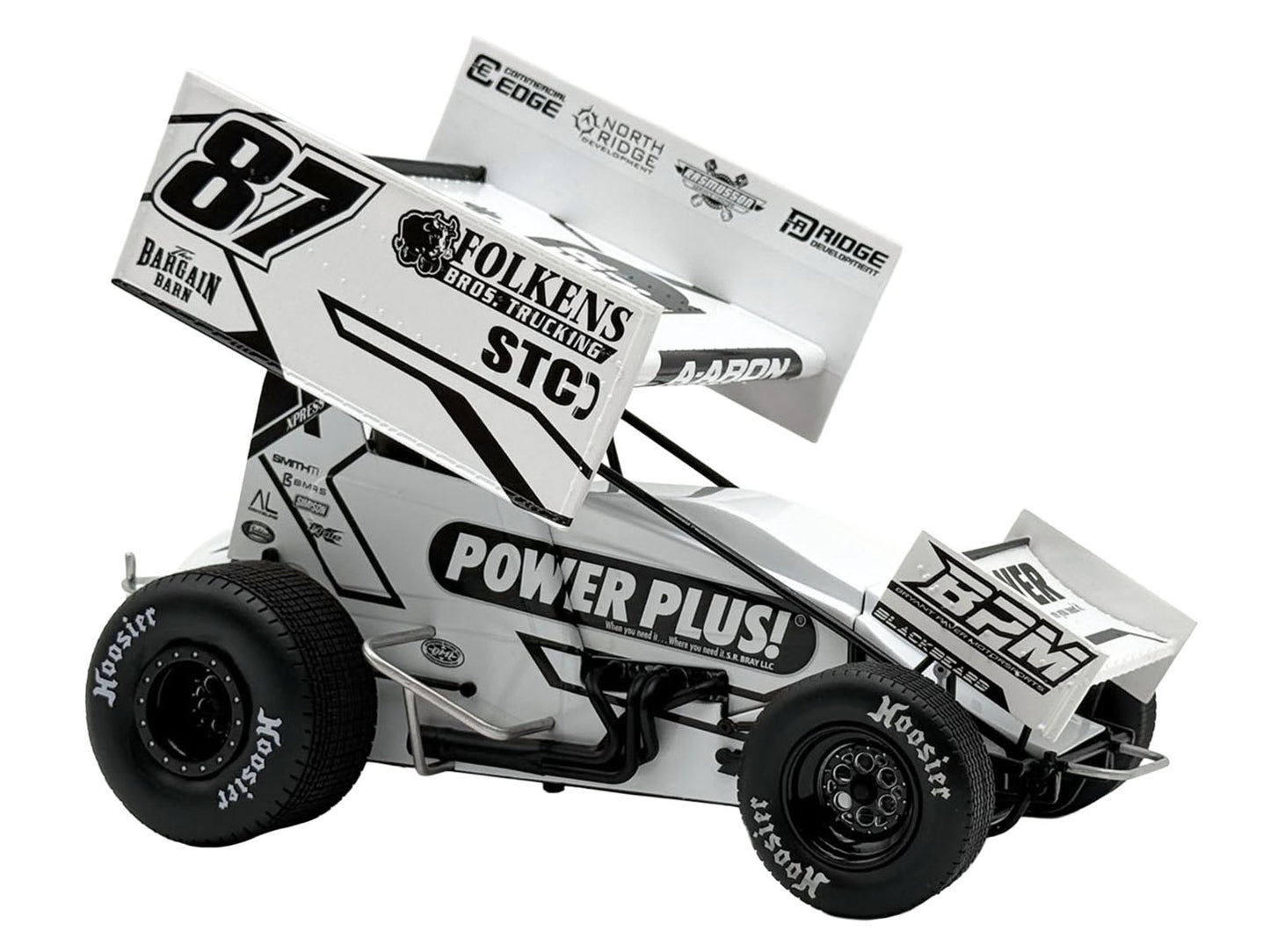 Winged Sprint Car #87 Aaron Reutzel "Power Plus" White (2026) 1/18 Diecast Model Car