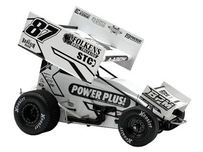 Winged Sprint Car #87 Aaron Reutzel "Power Plus" White (2026) 1/18 Diecast Model Car