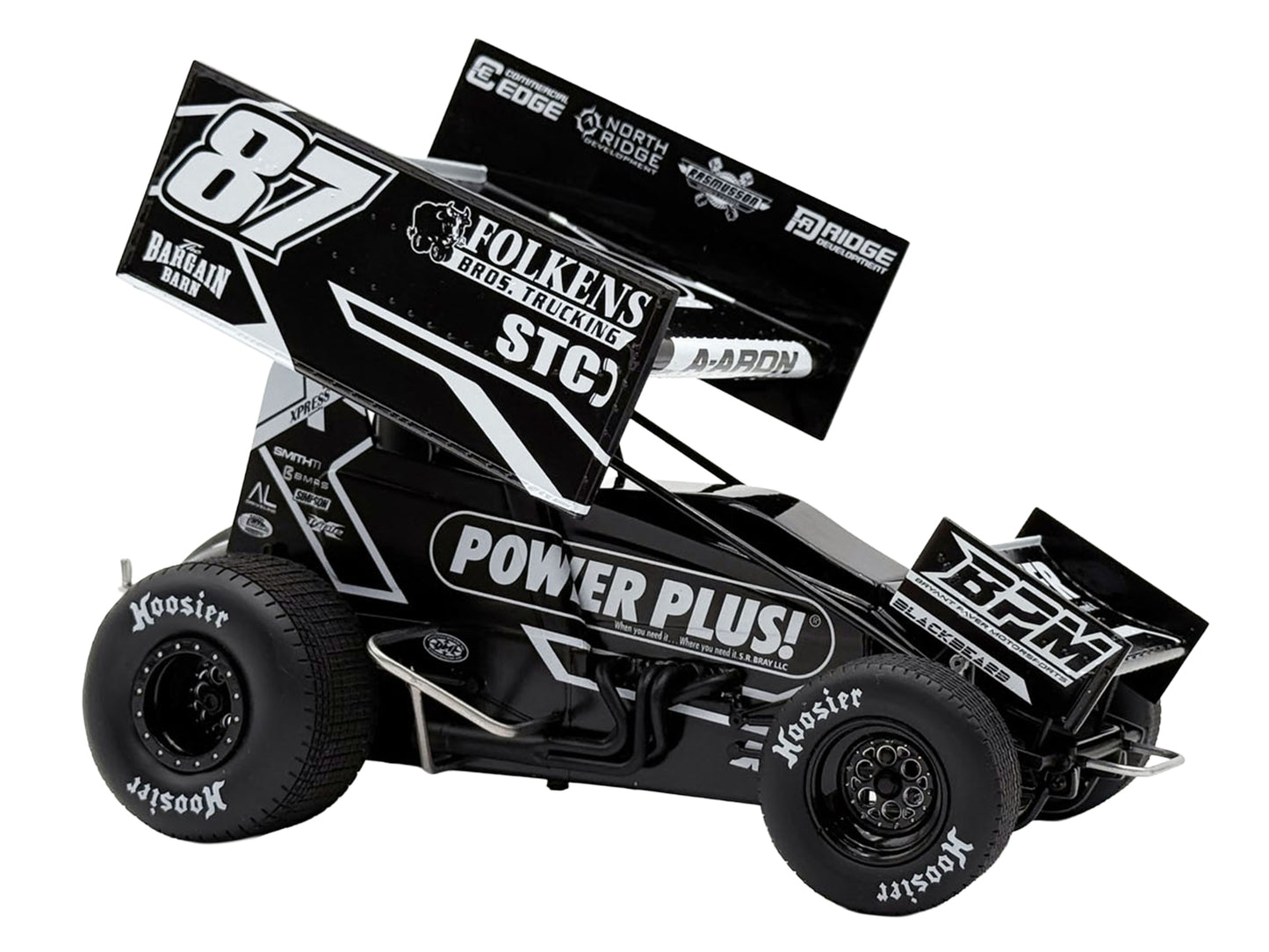 Winged Sprint Car #87 Aaron Reutzel "Power Plus" Black (2026) 1/18 Diecast Model Car
