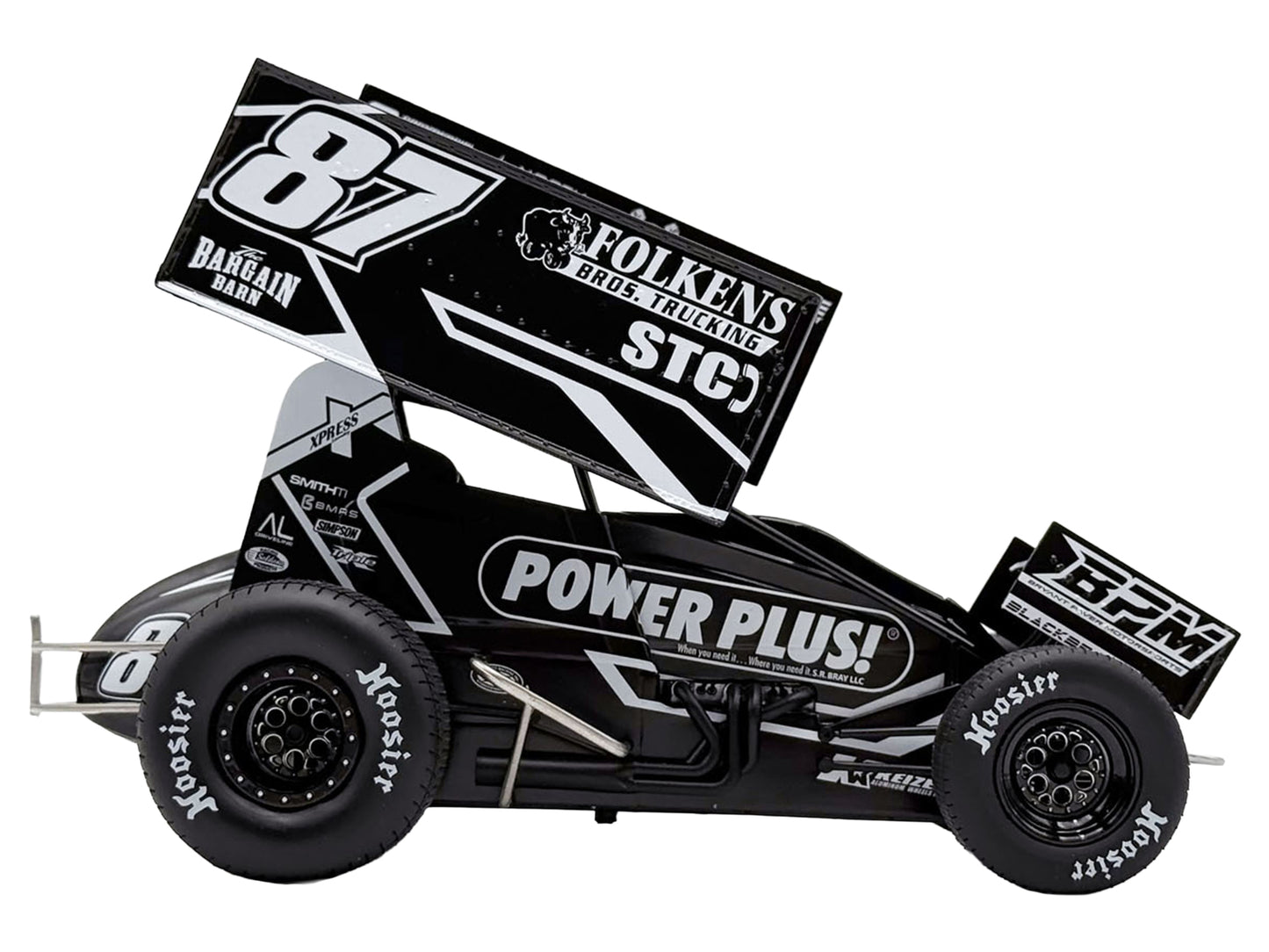 Winged Sprint Car #87 Aaron Reutzel "Power Plus" Black (2026) 1/18 Diecast Model Car