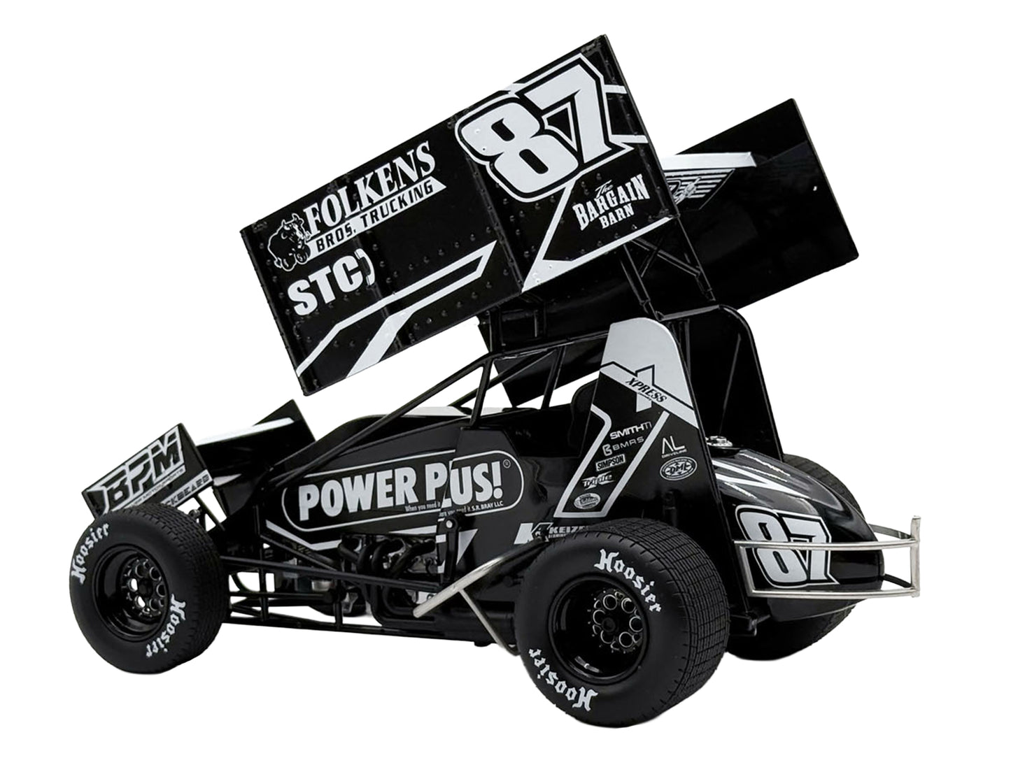 Winged Sprint Car #87 Aaron Reutzel "Power Plus" Black (2026) 1/18 Diecast Model Car