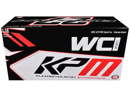 Winged Sprint Car #27 Emerson Axsom "WCI - KPM" White (2026) 1/18 Diecast Model Car