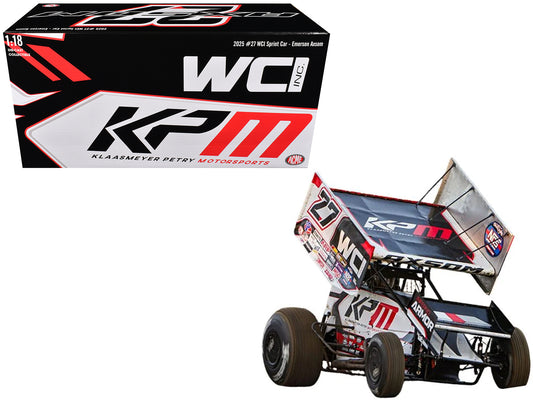 Winged Sprint Car #27 Emerson Axsom "WCI - KPM" White (2026) 1/18 Diecast Model Car