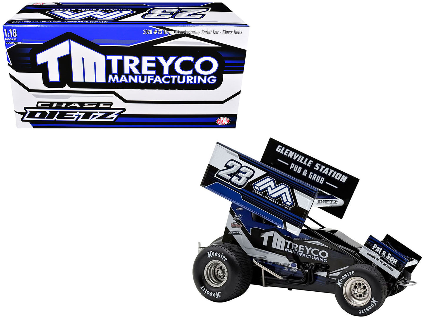 Winged Sprint Car #23 Chase Dietz "Treyco Manufacturing - Mountain Ridge Metals" (2026) 1/18 Diecast Model Car