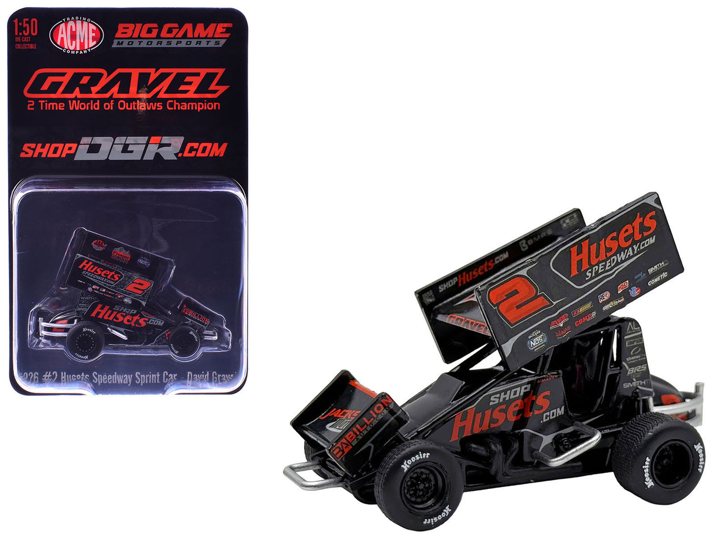 Winged Sprint Car #2 David Gravel "Husets Speedway - Big Game Motorsports" (2026) 1/50 Diecast Model Car