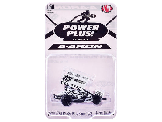 Winged Sprint Car #87 Aaron Reutzel "Power Plus" White (2026) 1/50 Diecast Model Car