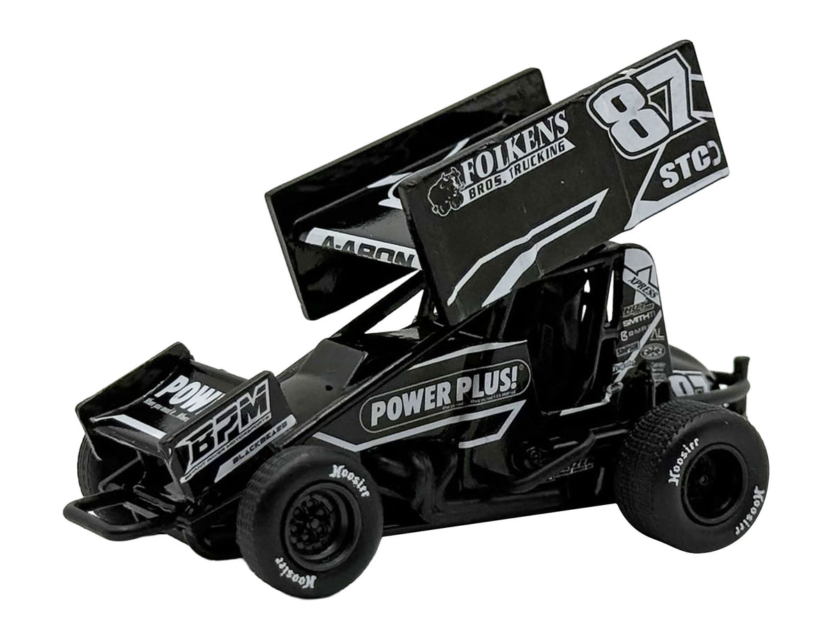 Winged Sprint Car #87 Aaron Reutzel "Power Plus" Black (2026) 1/50 Diecast Model Car