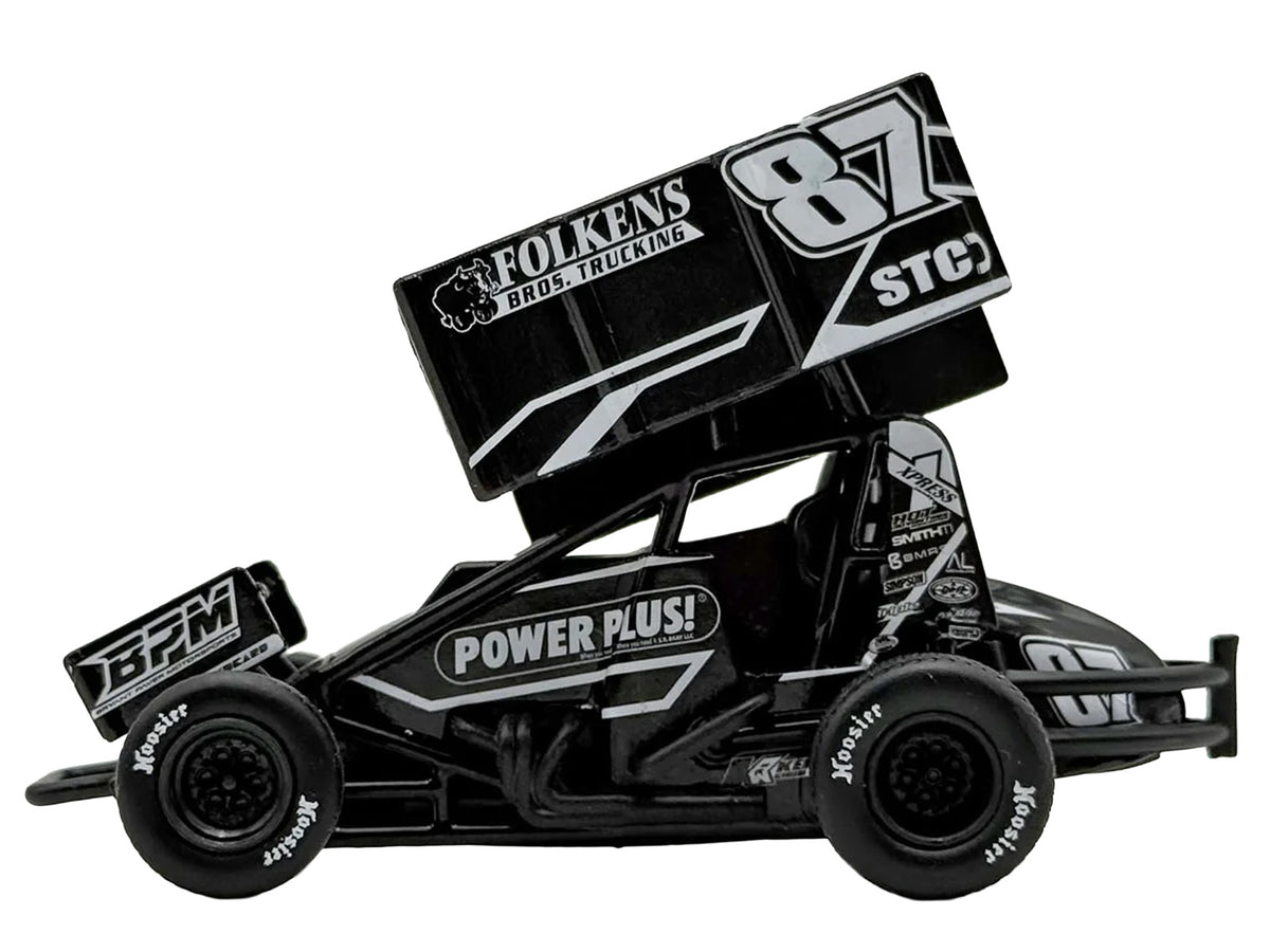 Winged Sprint Car #87 Aaron Reutzel "Power Plus" Black (2026) 1/50 Diecast Model Car