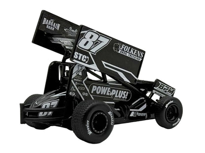 Winged Sprint Car #87 Aaron Reutzel "Power Plus" Black (2026) 1/50 Diecast Model Car
