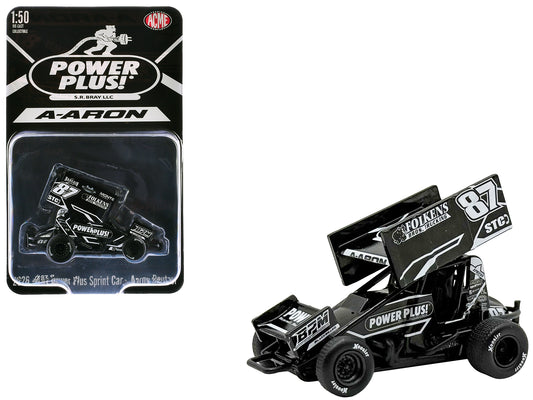 Winged Sprint Car #87 Aaron Reutzel "Power Plus" Black (2026) 1/50 Diecast Model Car