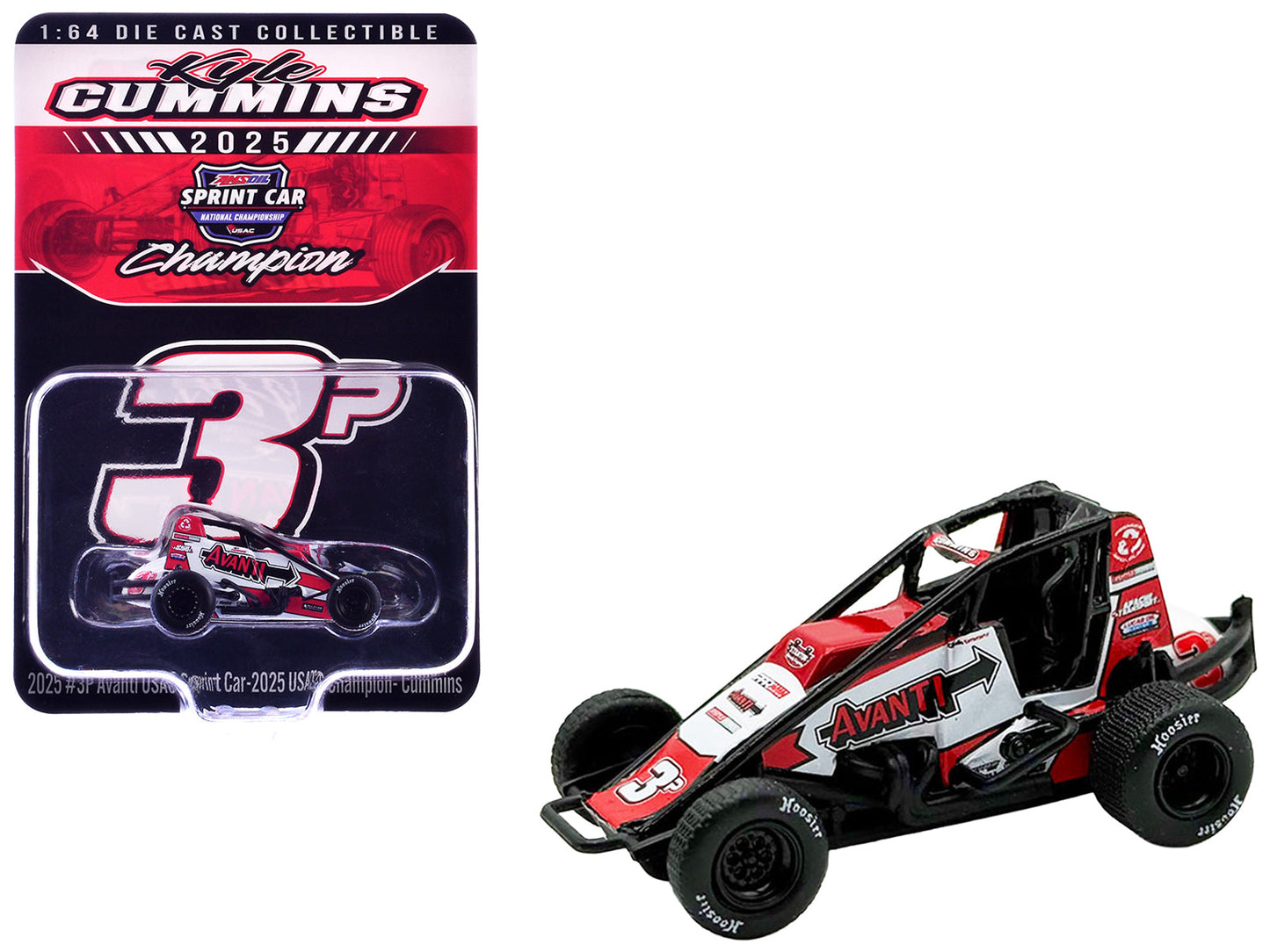 USAC Sprint Car #3P Kyle Cummins "Avanti" Champion "USAC Sprint Car National Championship" (2025) 1/64 Diecast Model Car