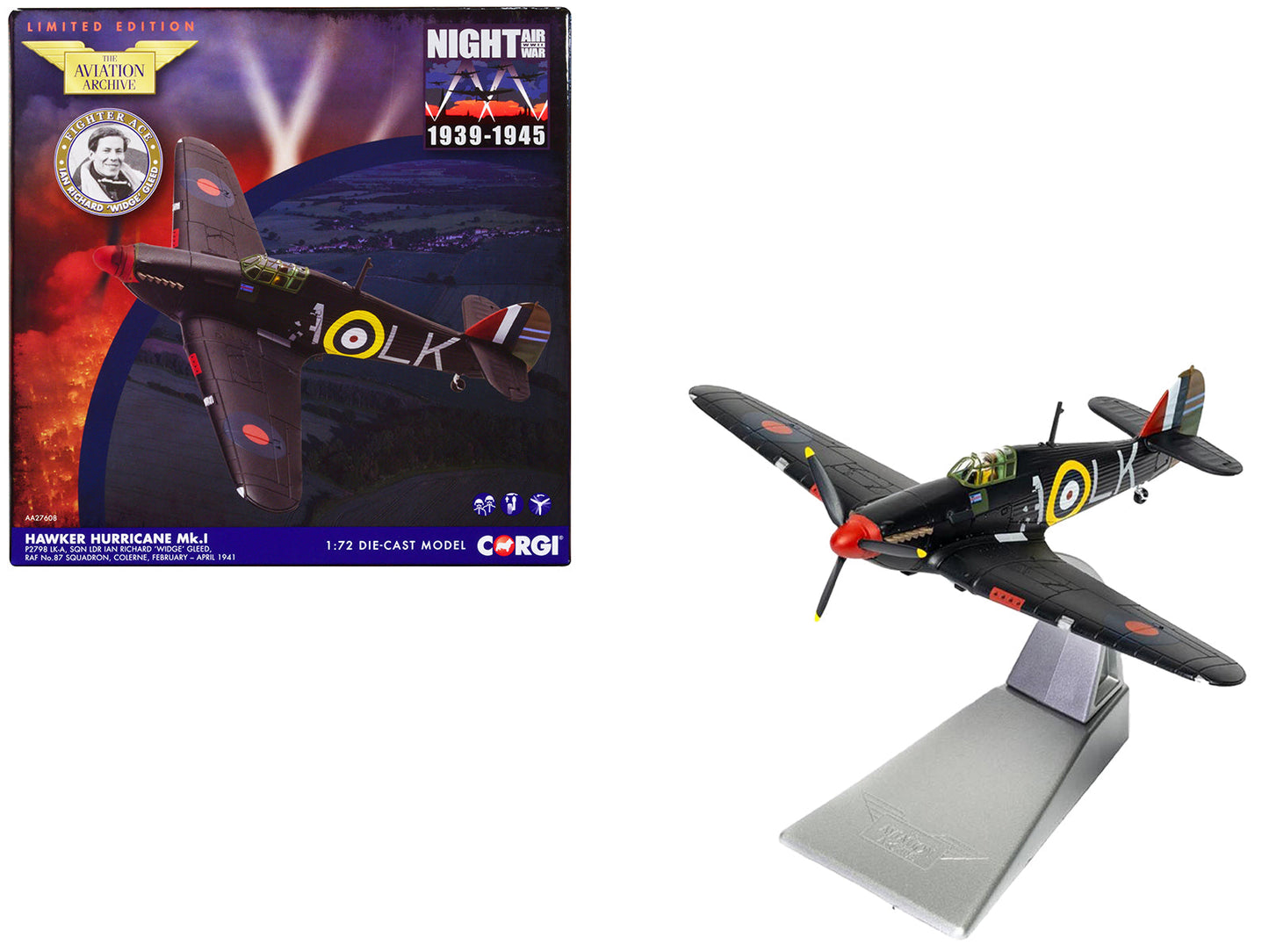 Hawker Hurricane Mk.I Fighter Aircraft "Sqn Ldr. Ian Richard 'Widge' Gleed No.87 Sqn Colerne" (1941) British Royal Air Force "The Aviation Archive" Series 1/72 Diecast Model