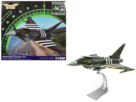 Eurofighter Typhoon FGR4 Fighter Aircraft "ZJ913 FM-G Moggy D-Day 80th Anniversary Display Scheme" (2024) Royal Air Force "The Aviation Archive" Series 1/48 Diecast Model