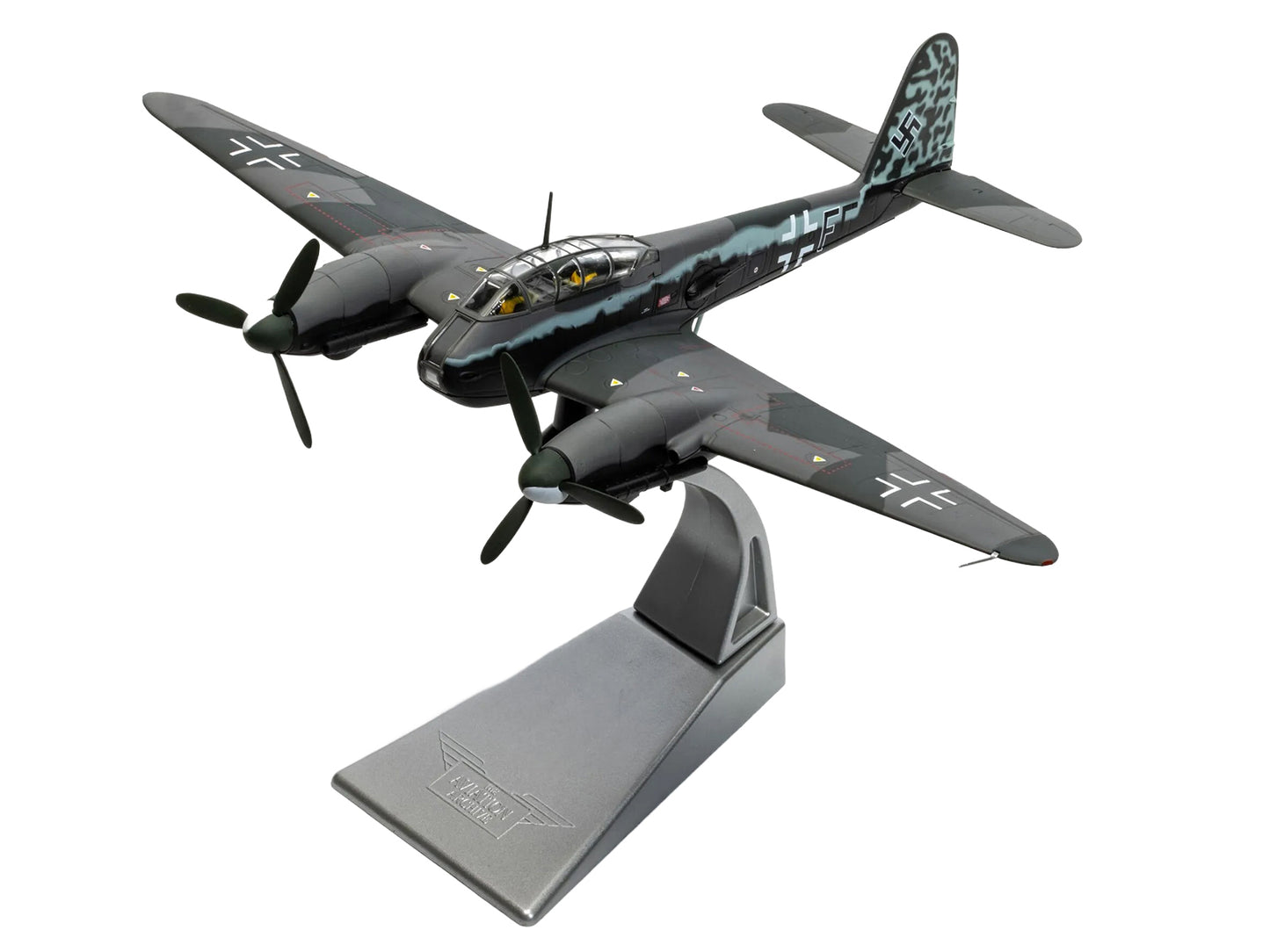 Messerschmitt Me 410A-1 Aircraft "U5+FE Lt. Rudolf Abrahamczik 14./KG.2 Laon-Athies Airfield France" (1943) German Luftwaffe "The Aviation Archive" Series 1/72 Diecast Model Car