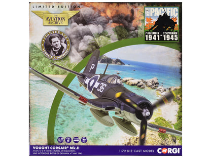 Vought Corsair Mk. II Fighter Aircraft "JT537 1836 Naval Air Squadron HMS Victorious Battle of Okinawa" (1945) British Royal Navy Fleet Air Arm "The Aviation Archive" Series 1/72 Diecast Model