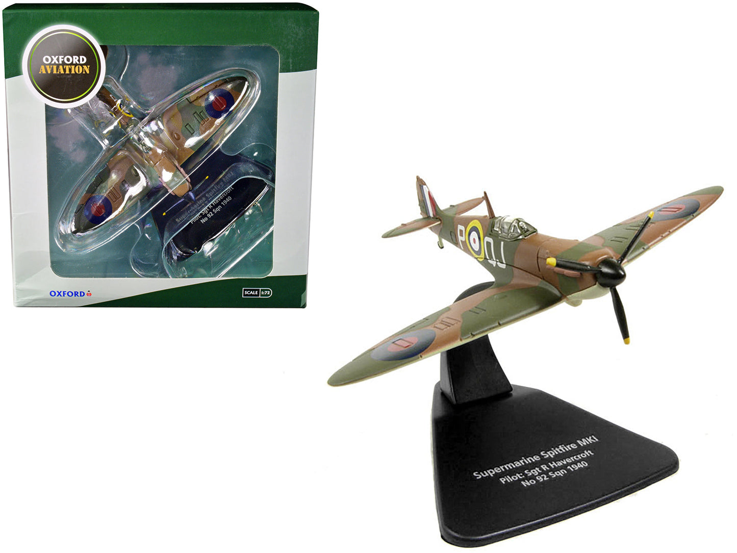 Supermarine Spitfire MK1 SGT R. Havercroft No 92 Sqn 1940 1/72 Diecast Model Airplane