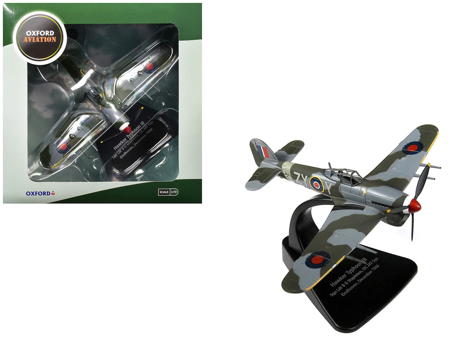 Hawker Typhoon Mk.IB Fighter-Bomber Aircraft "MP126 No.247 Squadron Gerald Stapleton RAF Eindhoven Holland" (1944) Royal Air Force "Oxford Aviation" Series 1/72 Diecast Model Airplane