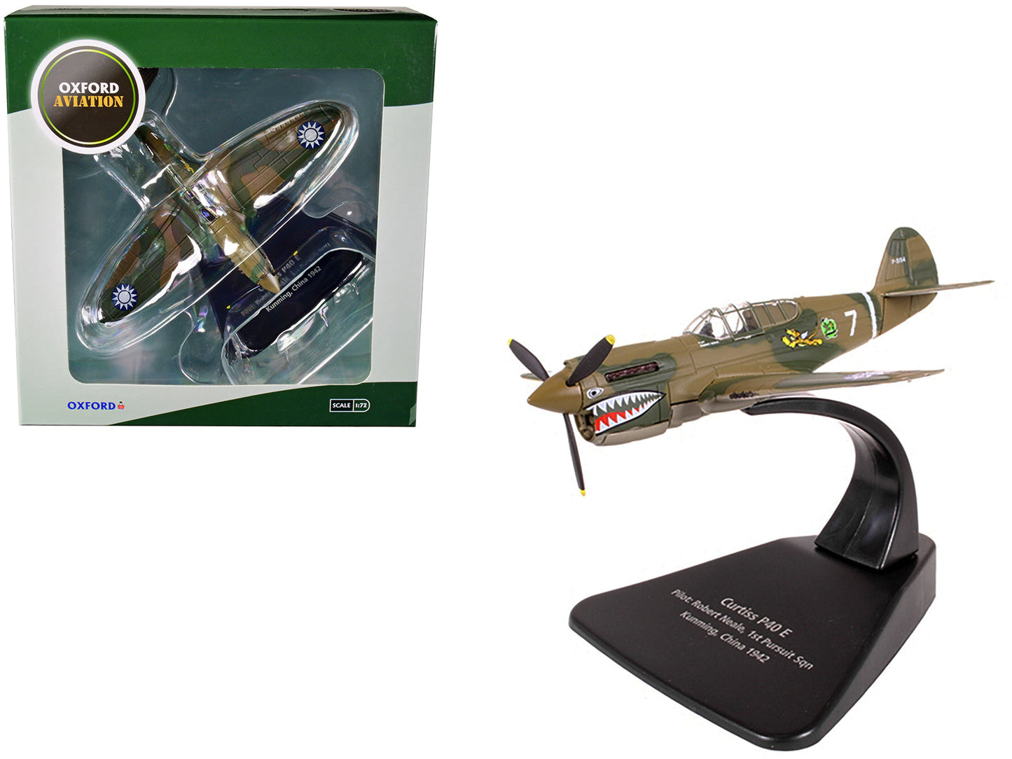 Curtiss P40 E Warhawk Fighter Plane Pilot: Robert Neale 1st Pursuit Squadron Kunming China (1944) "Oxford Aviation" Series 1/72 Diecast Model Airplane