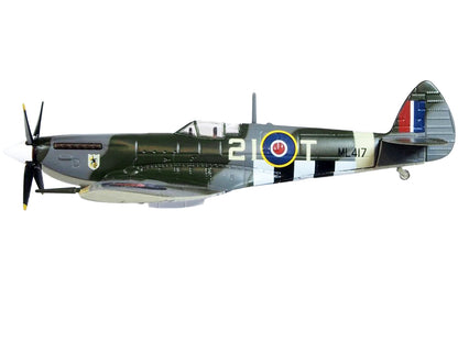 Supermarine Spitfire Mk IXE Fighter Aircraft "21-T 443 Squadron 127 Wing Belgium" (1945) Royal Canadian Air Force "Oxford Aviation" Series 1/72 Diecast Model Airplane