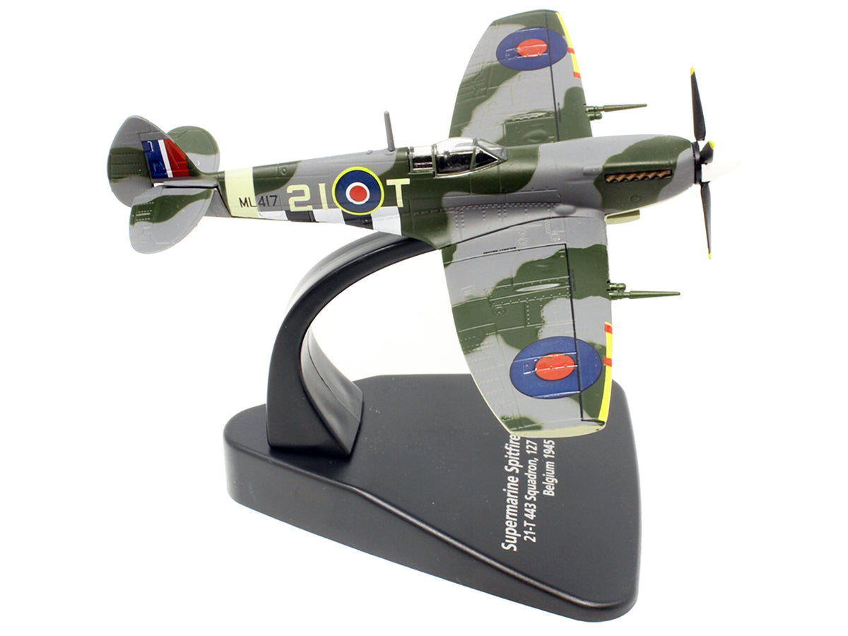 Supermarine Spitfire Mk IXE Fighter Aircraft "21-T 443 Squadron 127 Wing Belgium" (1945) Royal Canadian Air Force "Oxford Aviation" Series 1/72 Diecast Model Airplane