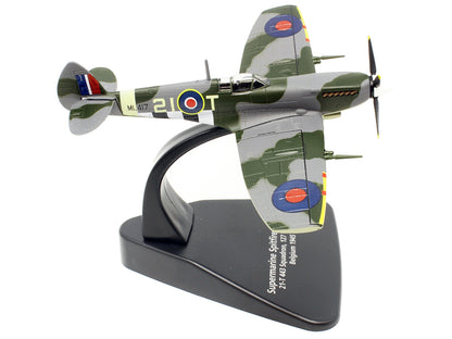 Supermarine Spitfire Mk IXE Fighter Aircraft "21-T 443 Squadron 127 Wing Belgium" (1945) Royal Canadian Air Force "Oxford Aviation" Series 1/72 Diecast Model Airplane