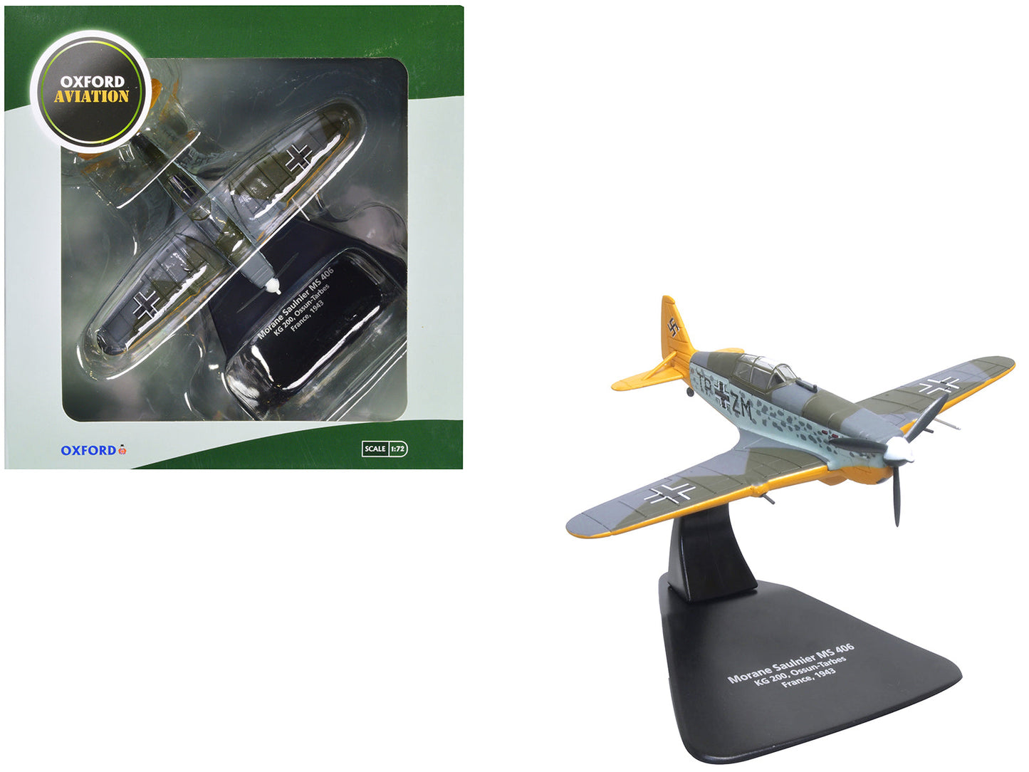 Morane-Saulnier M.S.406 Fighter Aircraft "KG200 Ossun-Tarbes France" (1943) German Luftwaffe "Oxford Aviation" Series 1/72 Diecast Model Airplane