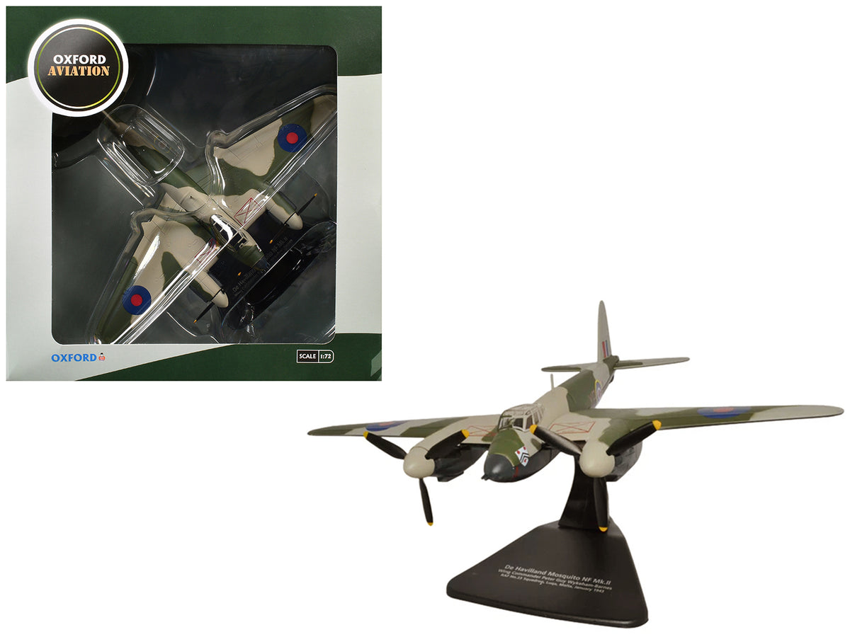 De Havilland Mosquito NF MKII Aircraft "Wing Commander Peter G. Wykeham-Barnes No. 23 Squadron Luqa Malta" (1943) Royal Air Force "Oxford Aviation" Series 1/72 Diecast Model Airplane
