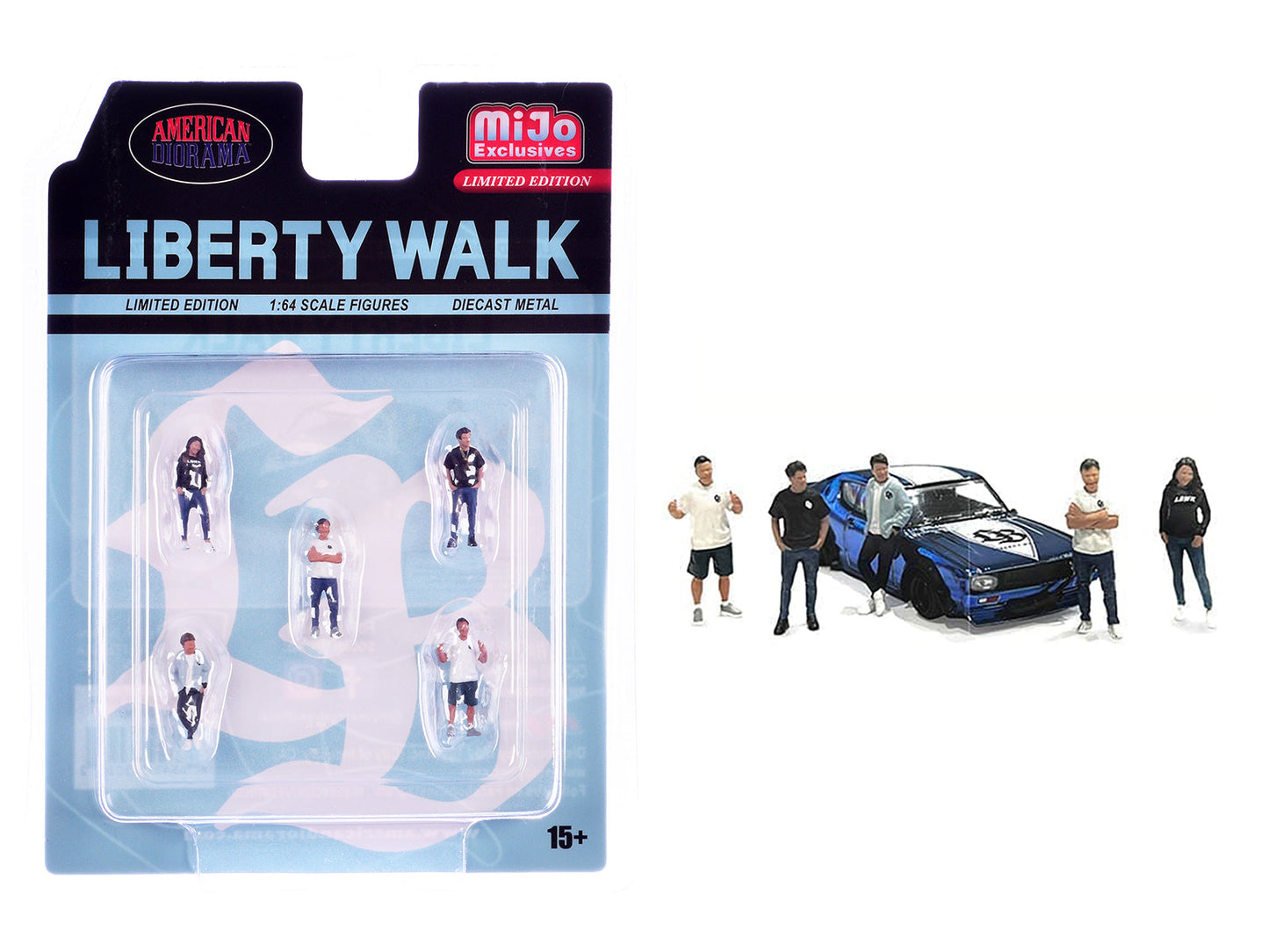 "Liberty Walk Team" 5 piece Diecast Figure Set (5 Figures) Limited Edition for 1/64 Scale Models