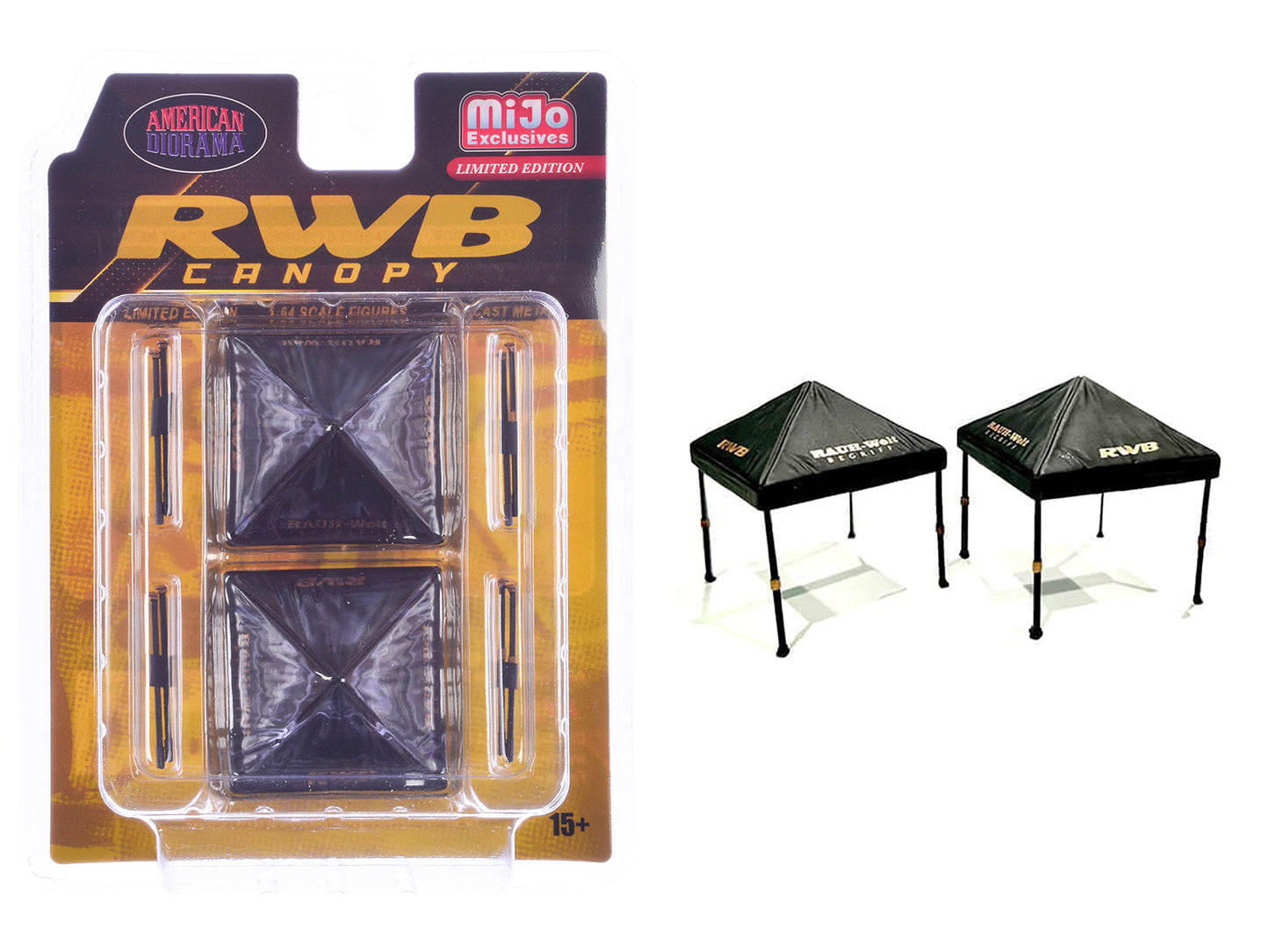"RWB (RAUH-Welt BEGRIFF)" Canopy 2 Piece Set Black Limited Edition for 1/64 Scale Models