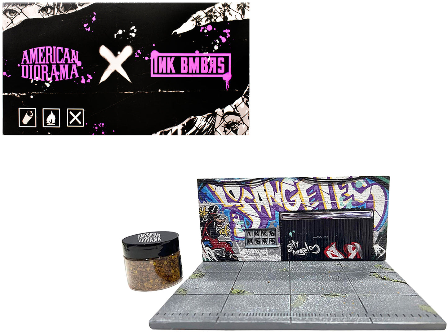 "American Diorama X INK BMBRS - LA Graffiti" Street Art Diorama for 1/64 Scale Models