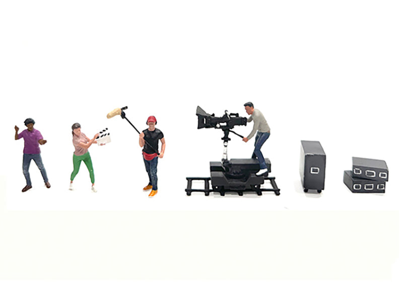 "Behind The Scenes #2" 7 piece (4 People 3 Accessories) Diecast Figures Set 1/64 Scale Models
