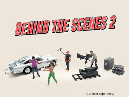 "Behind The Scenes #2" 7 piece (4 People 3 Accessories) Diecast Figures Set 1/64 Scale Models