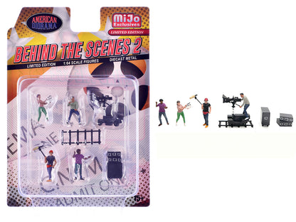 "Behind The Scenes #2" 7 piece (4 People 3 Accessories) Diecast Figures Set 1/64 Scale Models