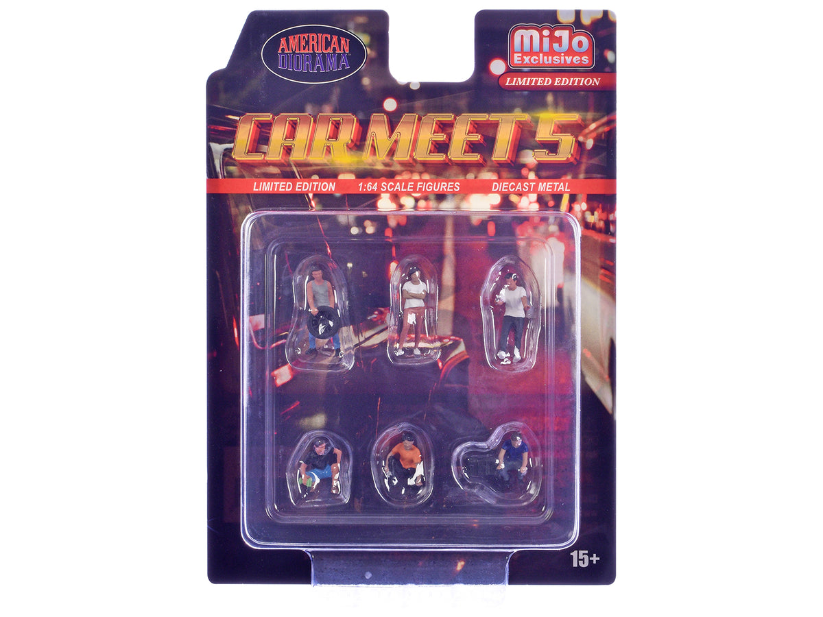 "Car Meet 5" 6 piece Diecast Figure Set Limited Edition for 1/64 Scale Models