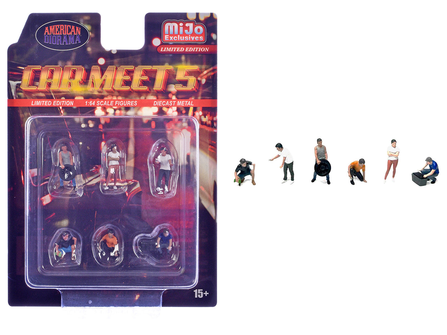"Car Meet 5" 6 piece Diecast Figure Set Limited Edition for 1/64 Scale Models