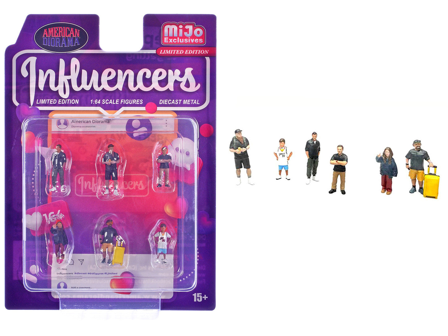 "Influencers" 6 piece Diecast Figure Set Limited Edition for 1/64 Scale Models