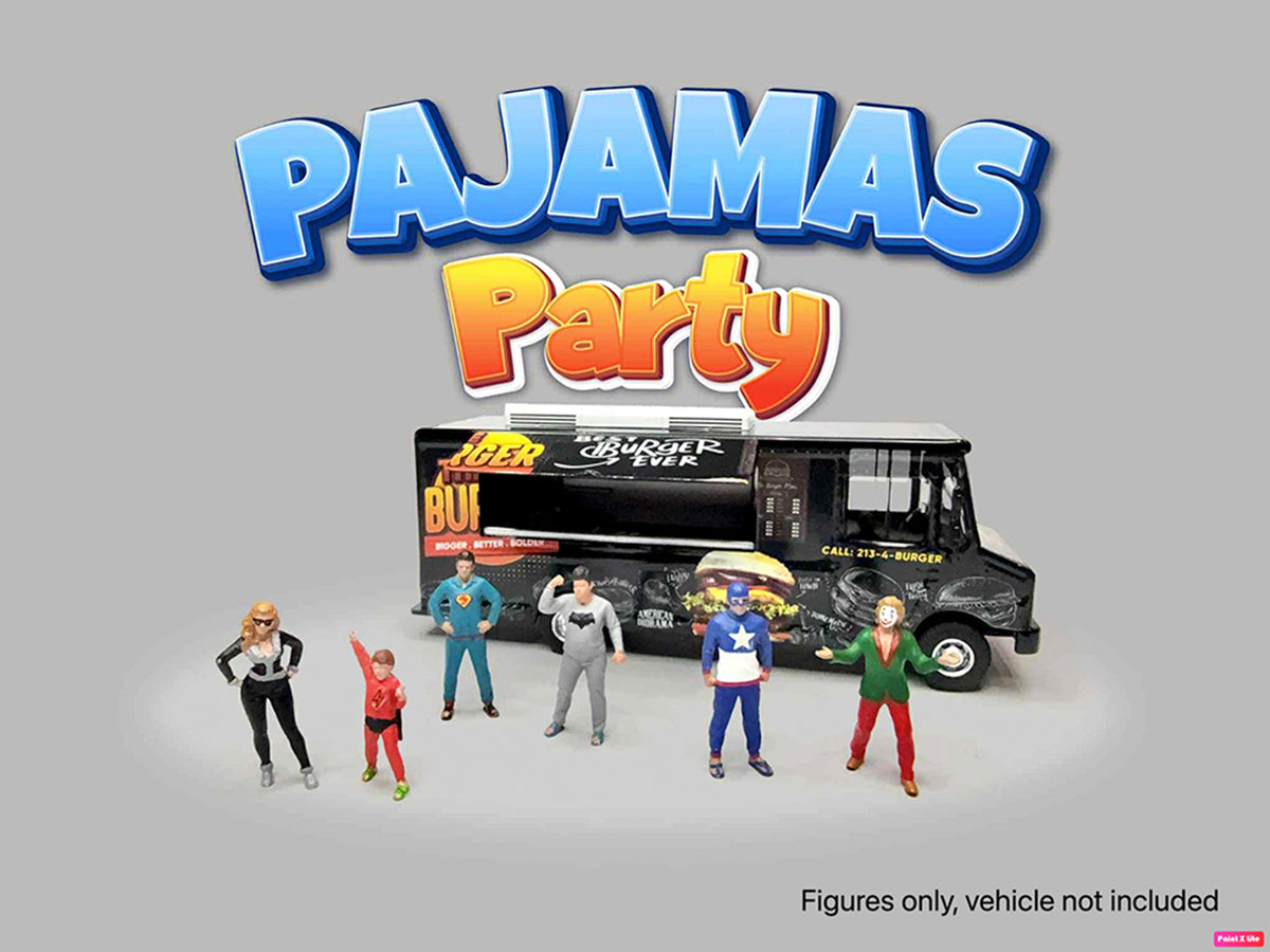 "Pajamas Party" 6 piece Diecast Figure Set (6 Figures) Limited Edition for 1/64 Scale Models