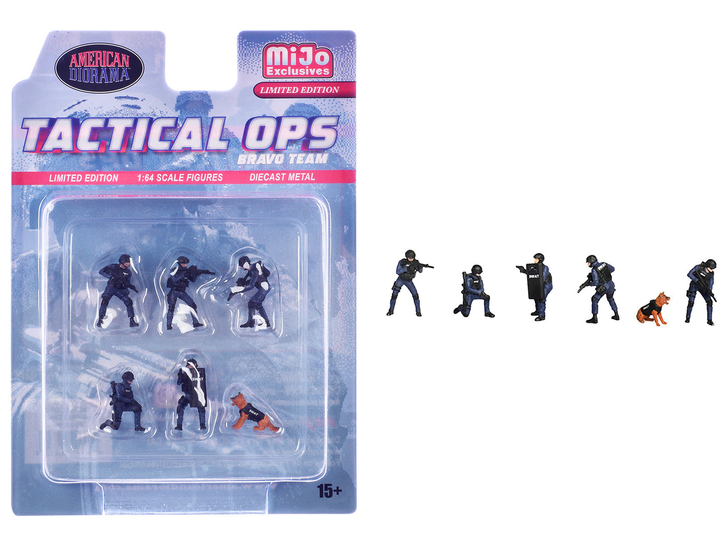 "Tactical Ops Bravo Team" 6 piece Diecast Figure Set (6 Figures) Limited Edition for 1/64 Scale Models