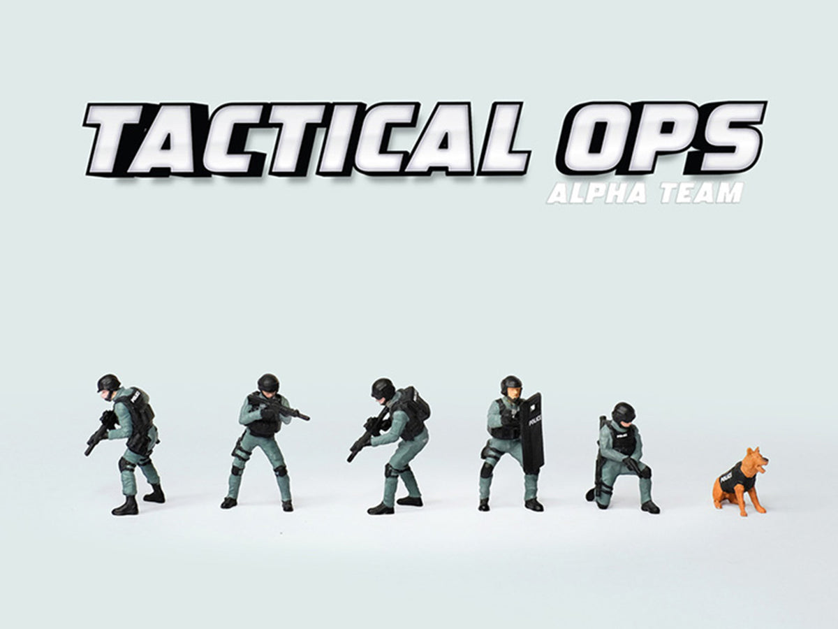 "Tactical Ops Alpha Team" 6 piece Diecast Figure Set (6 Figures) Limited Edition for 1/64 Scale Models